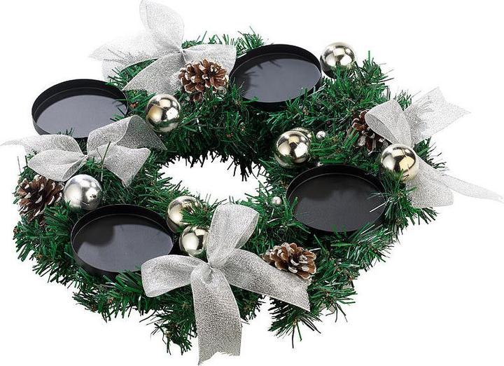 Actual product image Britesta Advent wreath, silver, 4 white LED candles with moving flame (30 x 7.5 x 10 cm)
