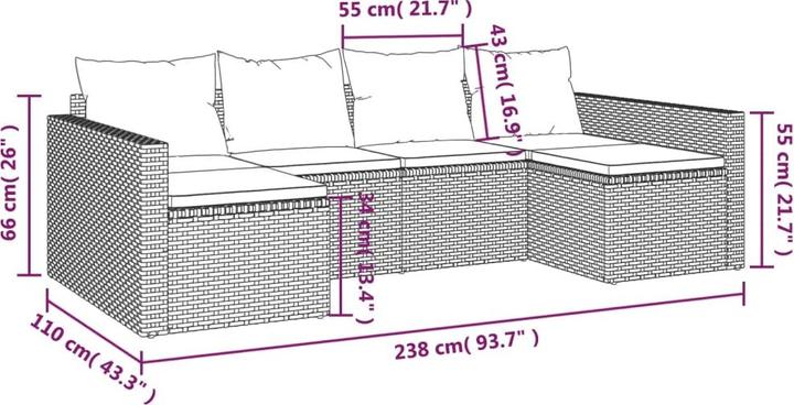 Produktbild VidaXL 2-tlg. Garten-Lounge-Set mit Kissen Braun Poly Rattan