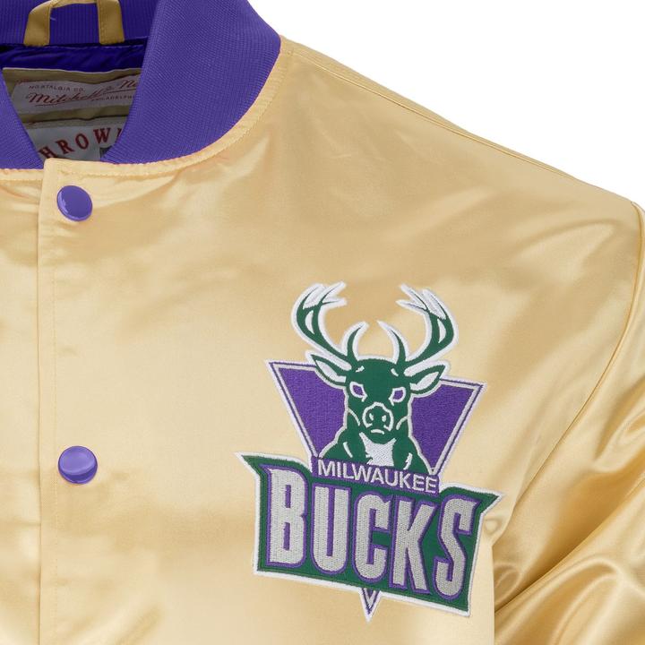 Image du produit Mitchell & Ness M&N Lightweight Satin Veste - Milwaukee Bucks gold (M)