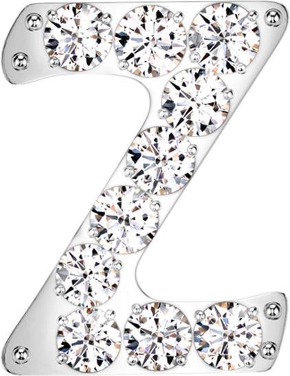 Star Piercing Threadless silber mit Kristallen silber Buchstabe Z (ohne Messing, Titan G23)