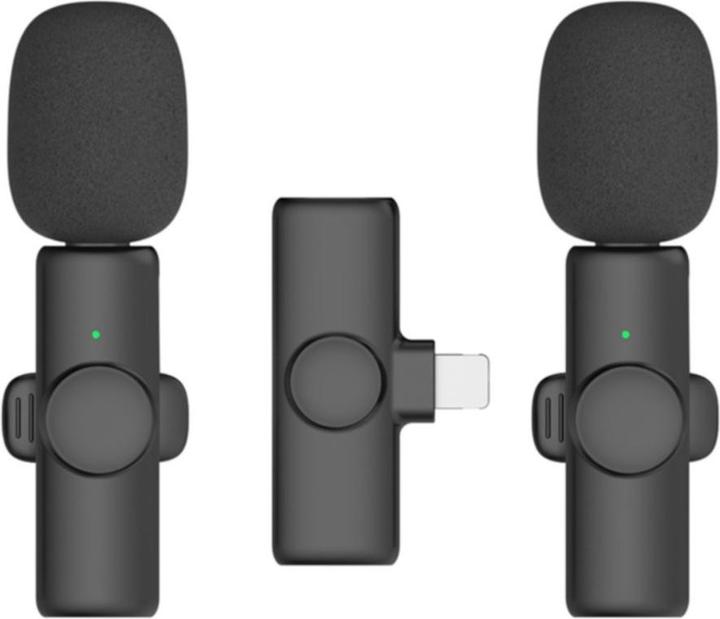 Produktbild Apfelkiste 360° Lavalier-Mikrofon mit Lightning – Kabelloses Set für Handy/Tablet (3-tlg.)