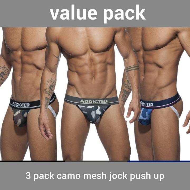 Addicted Three Pack Camo Jockstrap (M, 3er Pack)