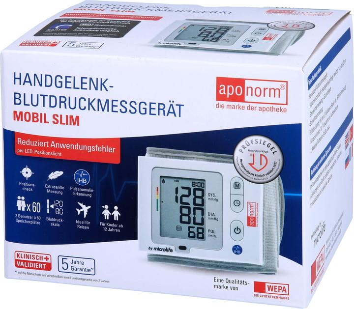 Produktbild Aponorm Blutdruck Messgerät Mobil Slim Handgelenk, 1 St (Blutdruckmessgerät Handgelenk)