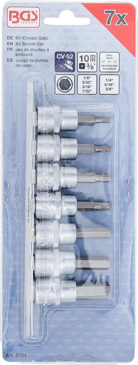 Productafbeelding BGS Bitset | Aandrijfvierkant 10 mm (3/8") | Inbus 1/8" - 3/8" | Inch maten |... (10 mm (3/8"), 12,5 mm (1/2"))