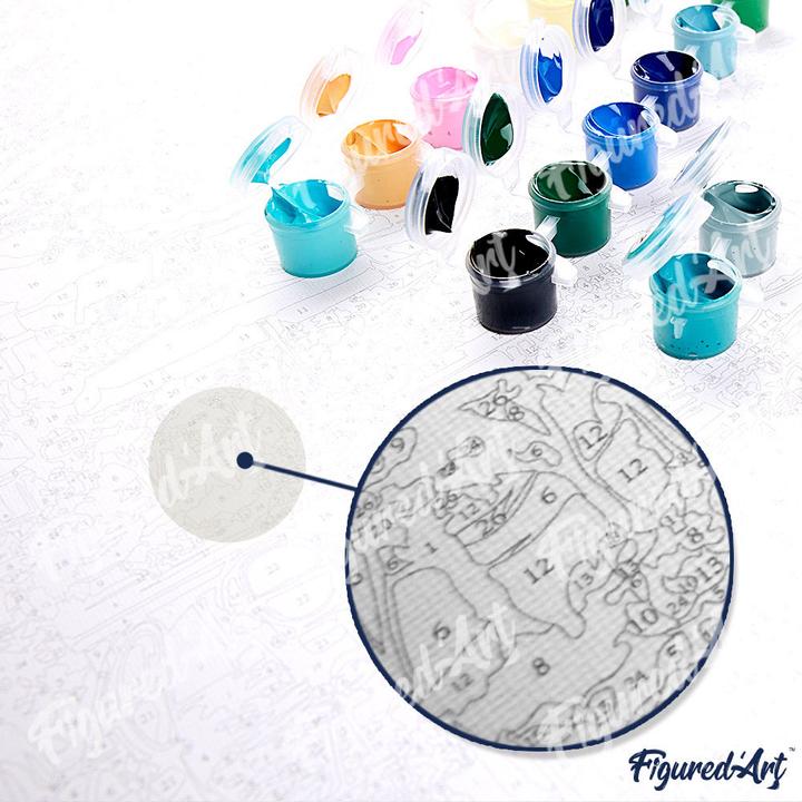 Actual product image Figured'Art Malen nach Zahlen Santorini auf Keilrahmen gespannt