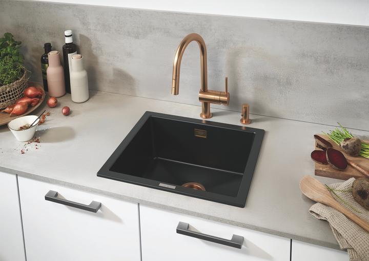 Actual product image Grohe Kitchen mixer with hand shower Minta warm sunset brushed 32321
