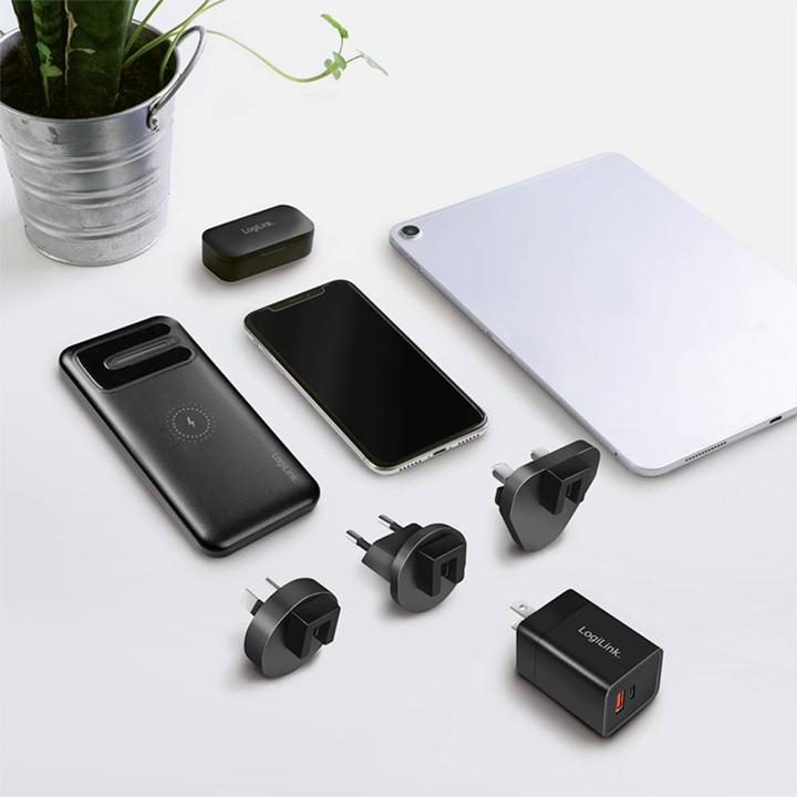 Actual product image LogiLink USB socket travel adapter, 1x USB-A, 1x USB-C, GaN technology, 30 W (30 W)