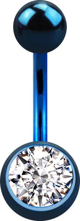 Actual product image Star Piercing Banana dark blue with ball and ball crystal silver (Surgical steel 316L, without brass)