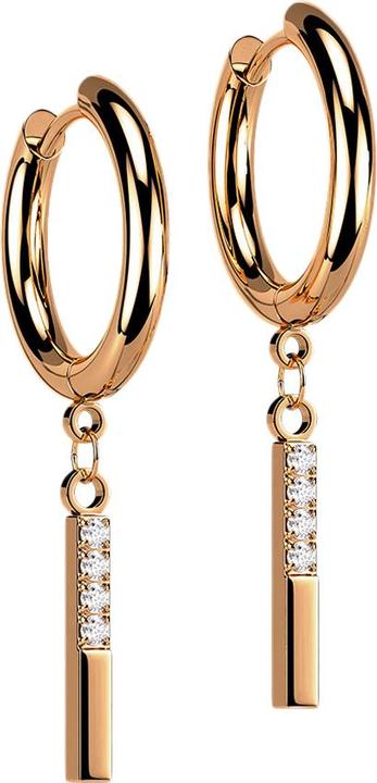 Immagine prodotto Star Piercing Orecchini a barretta con pendente in oro rosa e cristalli (senza ottone, Acciaio chirurgico 316L)