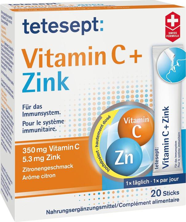 Produktbild Tetesept Vitamin C + Zink (20 Stück, Pulver, Beutel, Sachet, 77.50 g)