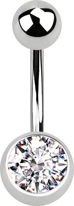 Actual product image Star Piercing Banana silver with ball and ball crystal silver (Surgical steel 316L)