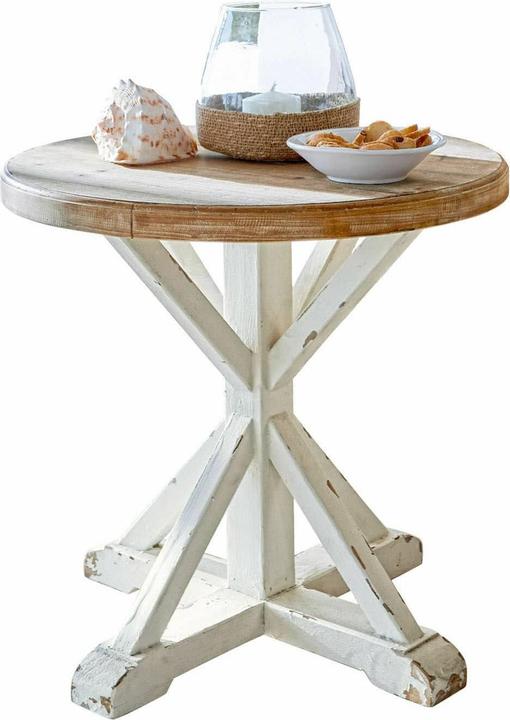 Actual product image Loberon Frapelle side table antique white/brown (H, 60 cm)