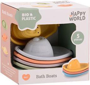 Actual product image Johntoy Happy World organic plastic bathing boats, 5 pcs