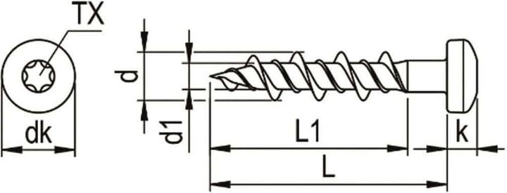 Actual product image Reisser Mounting screw, Pan Head, TX drive, Hi-Lo VG, 6.3 x 30, steel, PU 100, 100 pcs. (100 pcs.)