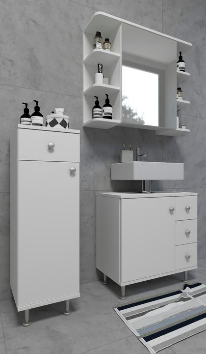 Actual product image VCM Wooden Bathroom Furniture Midi Cupboard Bathroom Cabinet Bathroom Drawer Shelf Nilosi (30 x 30 x 95 cm)