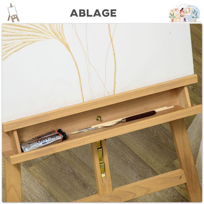 Image du produit Swisshandel24 Chevalet, chevalet en bois, réglable en hauteur, pliable, plumier, bois de hêtre, 65x110x180-235cm