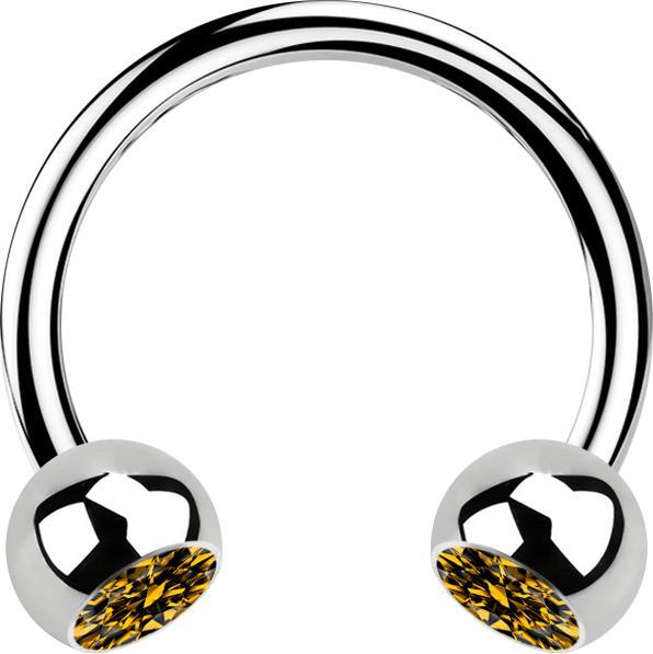 Produktbild Star Piercing Micro Circular Barbell silber mit zwei Kugeln Kristall topaz (Chirurgenstahl 316L, ohne Messing)