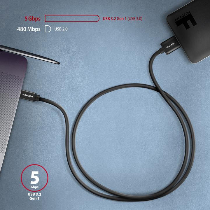 Actual product image Axagon BUMM3-CM10AB Cable Micro-B USB to USB-C 3.2 Gen 1 (1 m, USB 3.2 Gen 1)