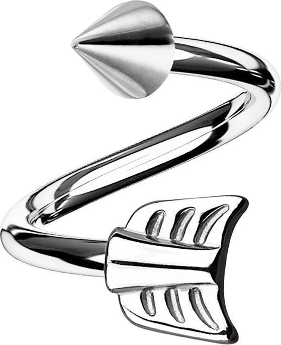 Produktbild Star Piercing Micro Spirale silber mit Cone und Pfeil (Chirurgenstahl 316L)