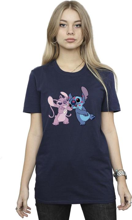 Actual product image Disney Womens/Ladies Lilo & Stitch Kisses Cotton Boyfriend T-Shirt (L)