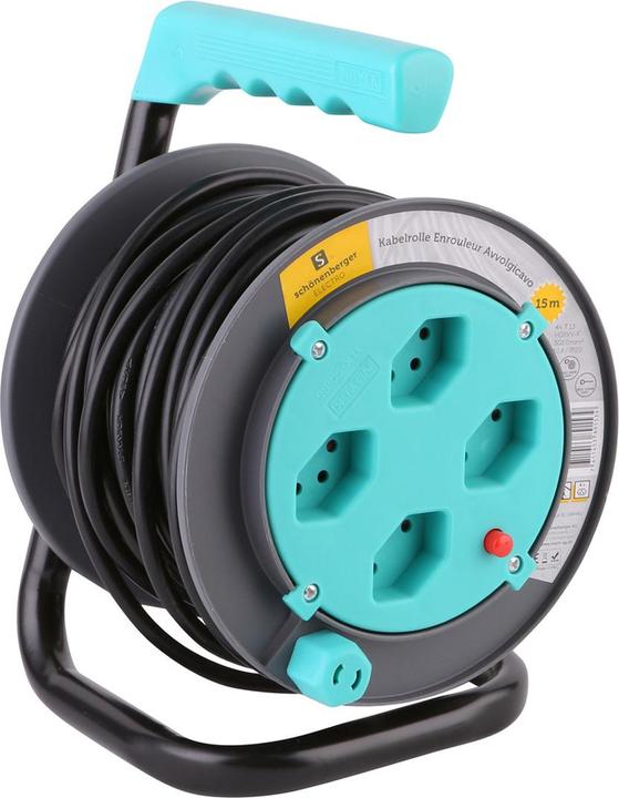 Produktbild Schönenberger Kabelrolle 4x T13 Steckdose (15 m, 1 mm²)