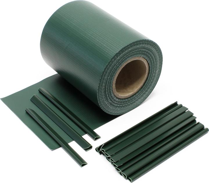 Actual product image Wiltec Green Garden Fence Roll 35 m x 19 cm, made of 650 g/m² PVC with 20 Clips (3500 cm)