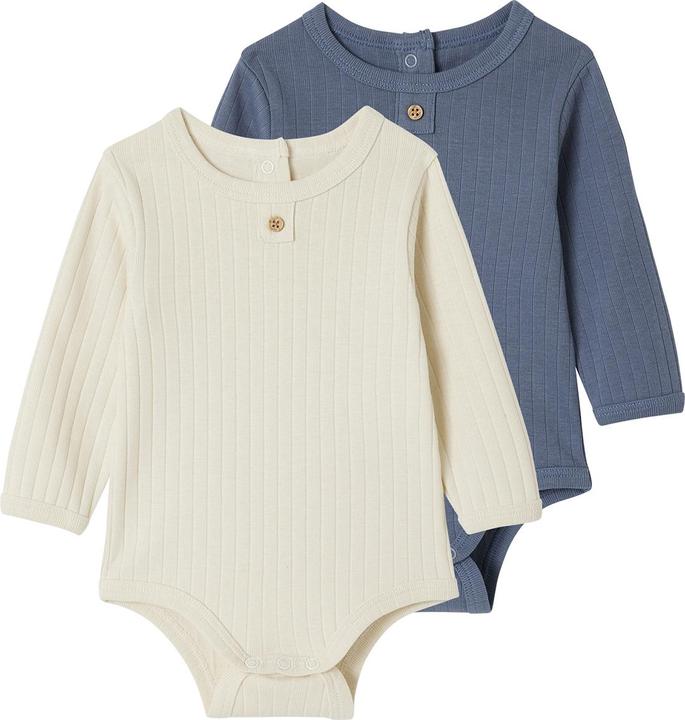 Vertbaudet Bio-Kollektion: 2er-Pack Baby Langarmbodys mit Öffnung hinten