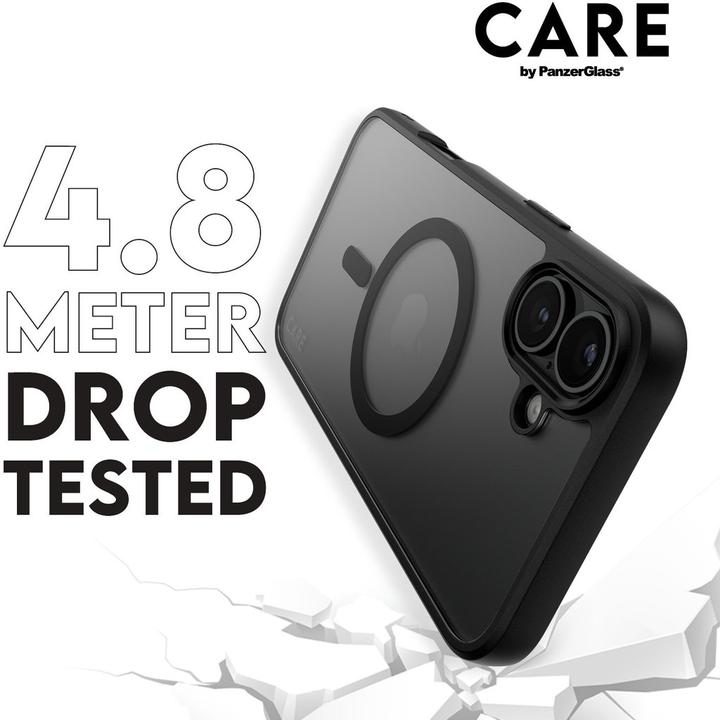 Actual product image PanzerGlass CARE by ® Flagship Case Transparent Urban Combat w. Black Frame & MagSafe iPhone '24 6.7" (Apple iPhone 16 Plus)