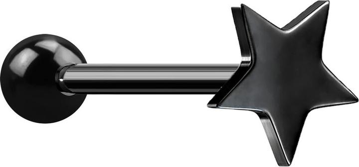 Produktbild Star Piercing Micro Barbell schwarz mit Kugel und Stern (ohne Messing, Chirurgenstahl 316L)