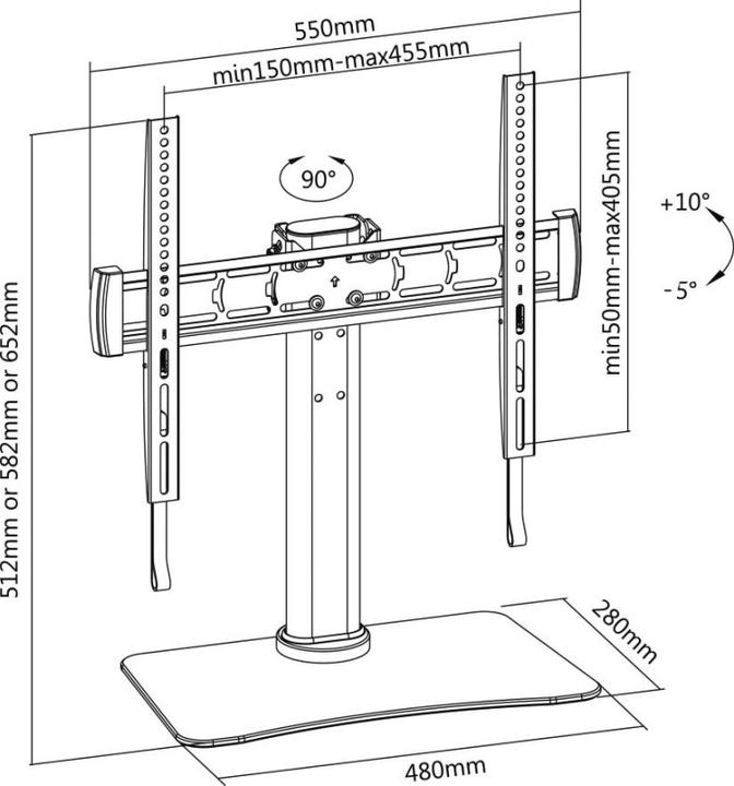Produktbild E+P TH144 schwarz TV-Standfuss neig-+schwenkbar 32"-47" max 40kg (47", 40 kg)
