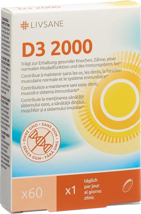 Produktbild Livsane Vitamin D3 2000 Softgelkapseln (60 Stück, Kapseln, 33 g)
