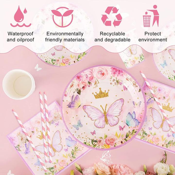 Produktbild ASMI 116-teiliges Party-Set Schmetterling
