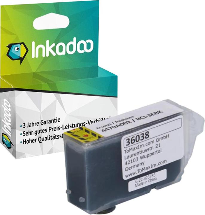 Produktbild Inkadoo Druckerpatronen kompatibel zu Canon 4479A002 / BCI-3EBK Tintenpatrone, schwarz Schwarz (BK)