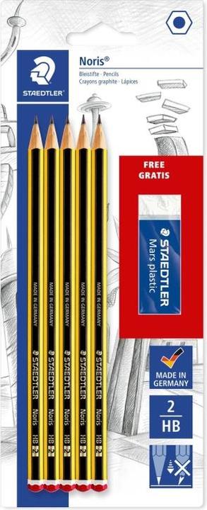 Actual product image Staedtler Pencil + eraser blister card (HB, 5 x)