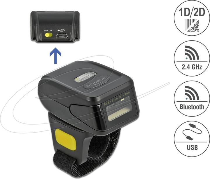 Produktbild Delock Barcode Scanner Fingerring 90508 – 1D / 2D (1D-Barcodes, 2D-Barcodes)