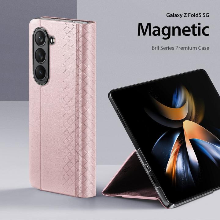 Actual product image Dux Ducis Samsung Galaxy Z Fold5 5G Bril Wallet Flip Leather Case - Pink (Samsung Galaxy Z)