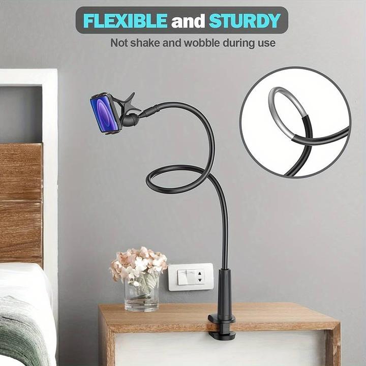 Produktbild PhoneLook Flexibler und bewegbarer Handyhalter 1.3 Meter mit Universalklammer für Tischkante