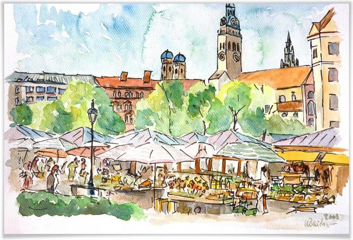 Image du produit Trenddeko Bleichner - Munich - Viktualienmarkt (90 x 60 cm)