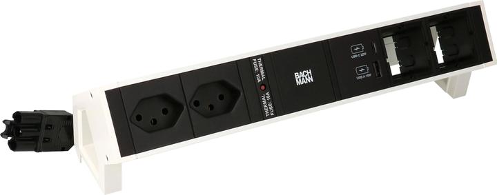 Image du produit Bachmann Multiprise de table DESK 2, 2x T13, 1x USB A/C, 2x Custom (2 x, Type 13, USB-A, USB-C, 0.20 m)