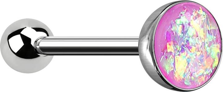 Produktbild Star Piercing Barbell silber mit Kugel und Kugel Opal violett (ohne Messing, Chirurgenstahl 316L)