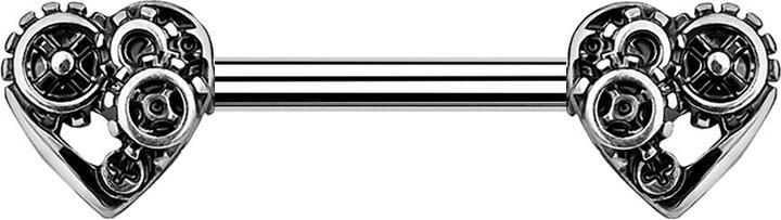 Produktbild Star Piercing Barbell silber Steampunk Herz (Chirurgenstahl 316L, Messing)