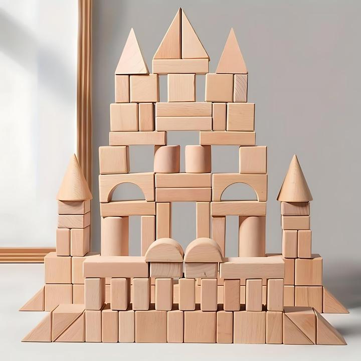 Image du produit Milkii Jeu de cubes en bois de hêtre, 100 pièces
