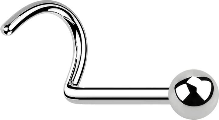 Produktbild Star Piercing Nasenstecker gebogen silber mit Kugel (ohne Messing, Chirurgenstahl 316L)