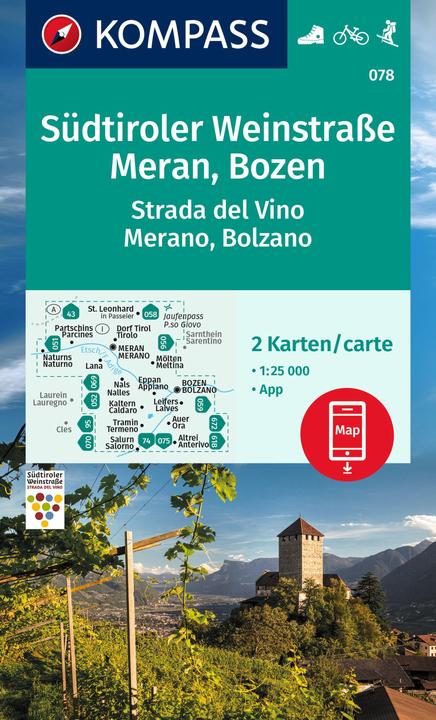 Immagine prodotto Set di mappe per escursioni 078 Strada del Vino dell'Alto Adige, Merano, Bolzano / Strada del Vino