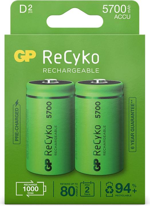 Image du produit GP Batteries ReCyko (2 pcs, D, 5700 mAh)
