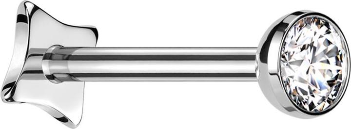 Produktbild Star Piercing Micro Threadless Labret Eckig silber Halbkugel silber Kristall silber (Titan G23, ohne Messing)