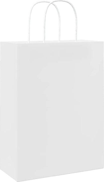 Produktbild VidaXL Kraftpapiertüten 50 Stk. mit Henkel Weiss 26x12x35 cm Papiertüte (Geschenktüte, 50 x)