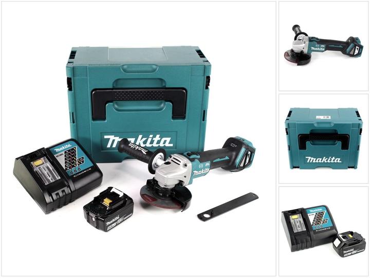 Produktbild Makita DGA 513 RT1J Akku Winkelschleifer 18V 125mm Brushless + 1x Akku 5,0Ah + Ladegerät + Makpac (125 mm)