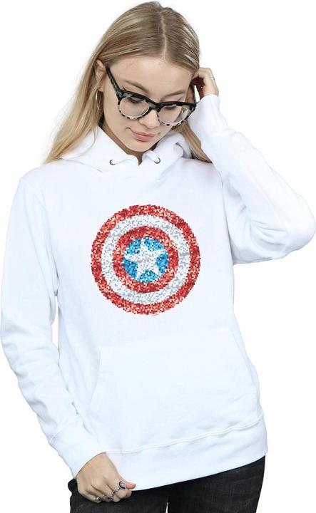 Actual product image Womens/Ladies Captain America Pixelated Shield Hoodie (L)