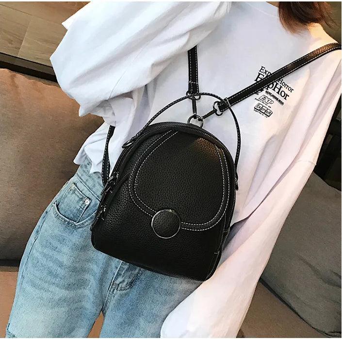 Actual product image Only-Bags.Store Fashion Leather Backpack Mini Soft Touch Multifunctional Backpack Small Shoulder Bag